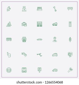 icon set about car with keywords parking sign, petrol station and emergency car