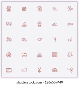 icon set about car with keywords accident insurance, truck and petrol station