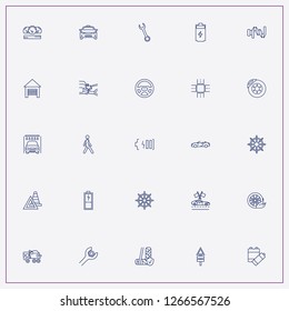 icon set about car with keywords pedestrian, intersection and battery charging