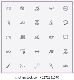 icon set about car with keywords post service car, car exshaust and speedometer