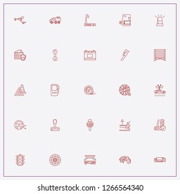 icon set about car with   traffic light, tire tools and charge plug