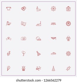 icon set about carnival with  amusement car, festive mask and party hat