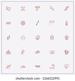 icon set about carnival with keywords balloons, party ribbons and theater mask