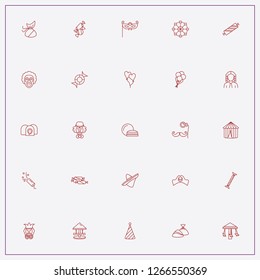 icon set about carnival with keywords carousel, sombrero and clown hat