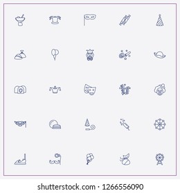 icon set about carnival with keywords party whistle, petard and halloween cauldron