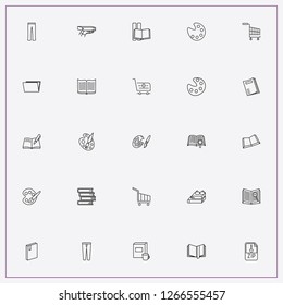 icon set about catalog with keywords book, file and lady trousers