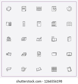 icon set about catalog with keywords folders, card file and lady trousers