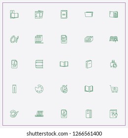icon set about catalog with keywords book, lady trousers and internet trolley