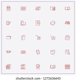 icon set about catalog with keywords palette, card file and internet trolley