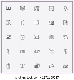 icon set about catalog with keywords lady trousers, books and file storage
