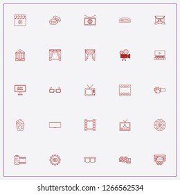icon set about cinema with  cinema camera, cinema announcement and curtains