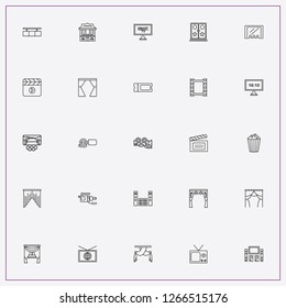 icon set about cinema with keywords curtain, television and curtains
