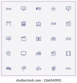 icon set about cinema with keywords video camera film roll, television and camera film