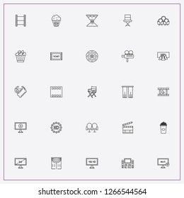 icon set about cinema with keywords cinema hall, popcorn and camera film