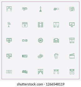 icon set about cinema with keywords television, popcorn and video camera with display