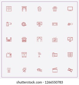 icon set about cinema with keywords video cassette, cinema trophy and camera film roll