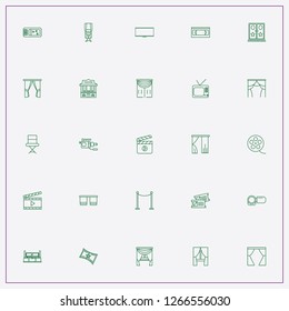 icon set about cinema with keywords home cinema stand, cinema ticket and video camera display
