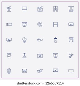 icon set about cinema with keywords curtains, cinema ticket and scary movie
