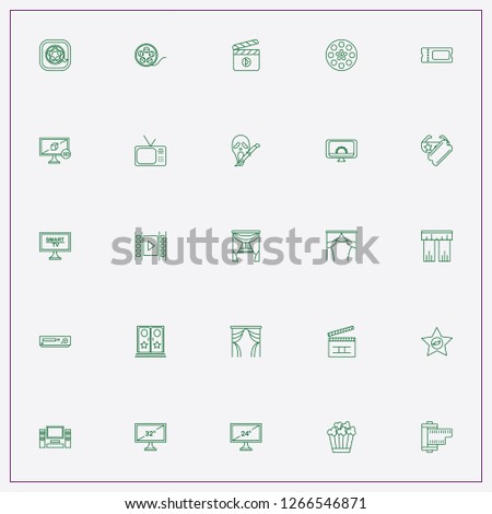 icon set about cinema with keywords cinema star, home cinema and cinema monitor