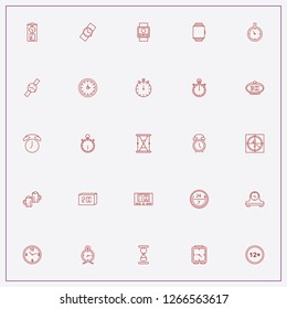 icon set about clock with   hourglass, retro table watch and cinema count