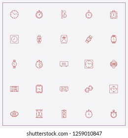 icon set about clock with keywords money time, watch and table electronic watch
