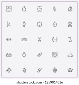 icon set about clock with keywords chess watch, stopwatch and retro table watch