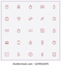 icon set about clock with keywords alarm clock, table electronic watch and smart watch
