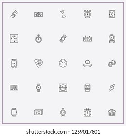 icon set about clock with keywords watch, stopwatch and electronic table watch