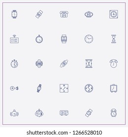 icon set about clock with keywords twenty four hours call, stopwatch and watch