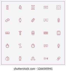 icon set about clock with keywords retro table watch, sand watch and time money