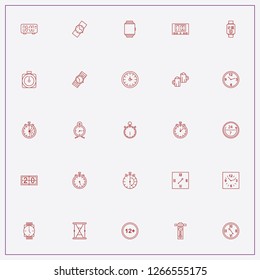 icon set about clock with keywords electronic watch, wall watch and beer time