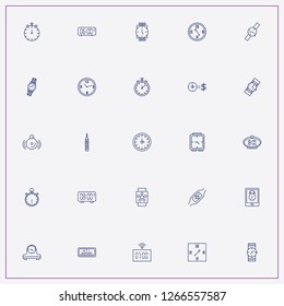 icon set about clock with keywords alarm clock, retro table watch and electronic table watch