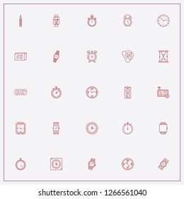 icon set about clock with keywords clock with pendulum, electronic table watch and sand watch