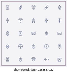icon set about clock with keywords electronic watch, stopwatch and clock with pendulum
