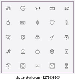 icon set about clock with keywords retro table watch, electronic table watch and chess watch