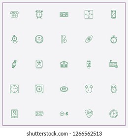 icon set about clock with  twenty four hour service, wall watch and money time