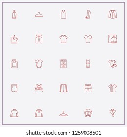 icon set about clothes with keywords shorts, gown and knee socks