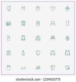 icon set about clothes with keywords hat with ear flaps, dress and blazer