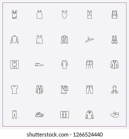 icon set about clothes with keywords men shoe, shirt and festive trousers