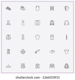 icon set about clothes with keywords jacket, towel dryer and sewing machine foot