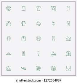 icon set about clothes with keywords brassiere, thrift box and laundry