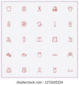 icon set about clothes with keywords gown, man shoe and dirndl