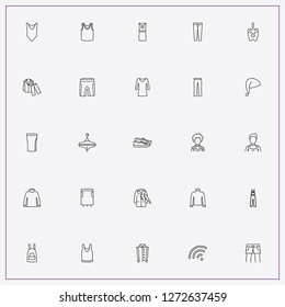 icon set about clothes with keywords shorts, sport shirt and nightgown