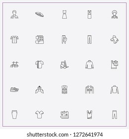icon set about clothes with keywords lady trousers, dress and gumshoes