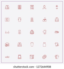 icon set about clothes with keywords wardrobe, lady shirt and shorts