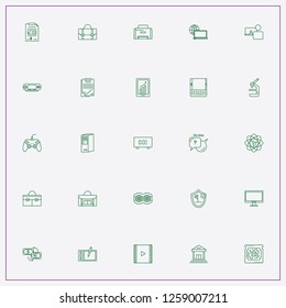 icon set about computer with keywords atom molecule, printer and computer board
