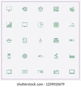icon set about computer with keywords computer mouse, wireless router and atom molecule