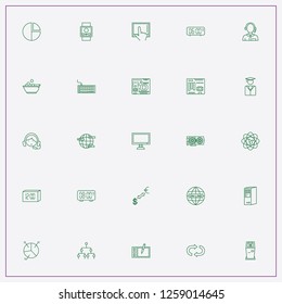 icon set about computer with keywords hard disk fan, student and tablet