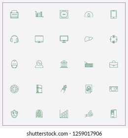 icon set about computer with keywords worker helmet, central processing unit and file receive