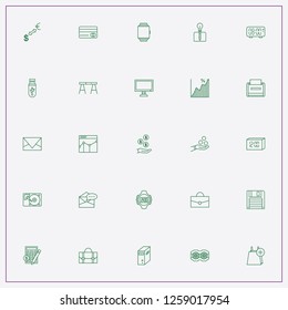 icon set about computer with keywords currency converter, printer and hard disk